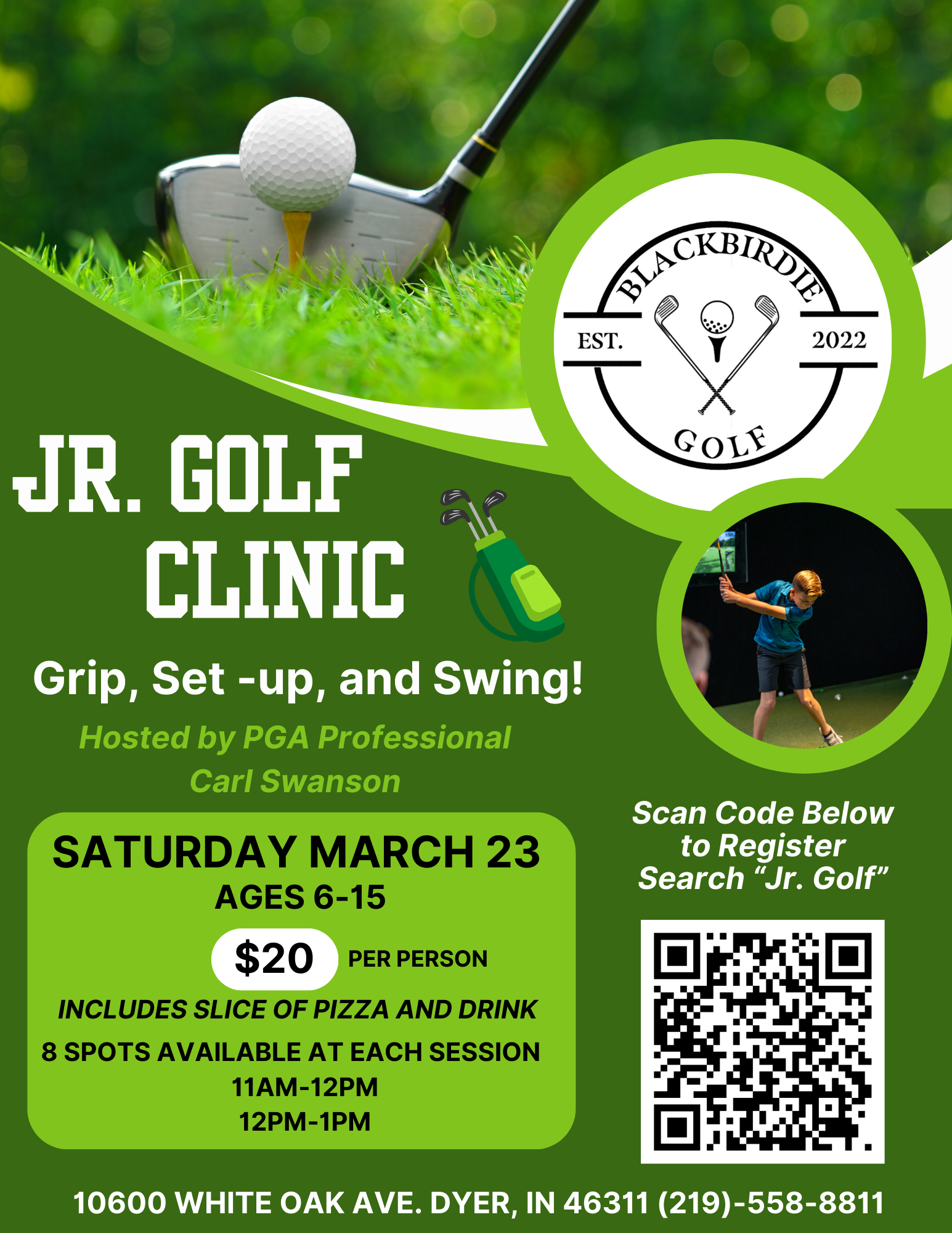 Green and White Modern Golf Lesson Flyer