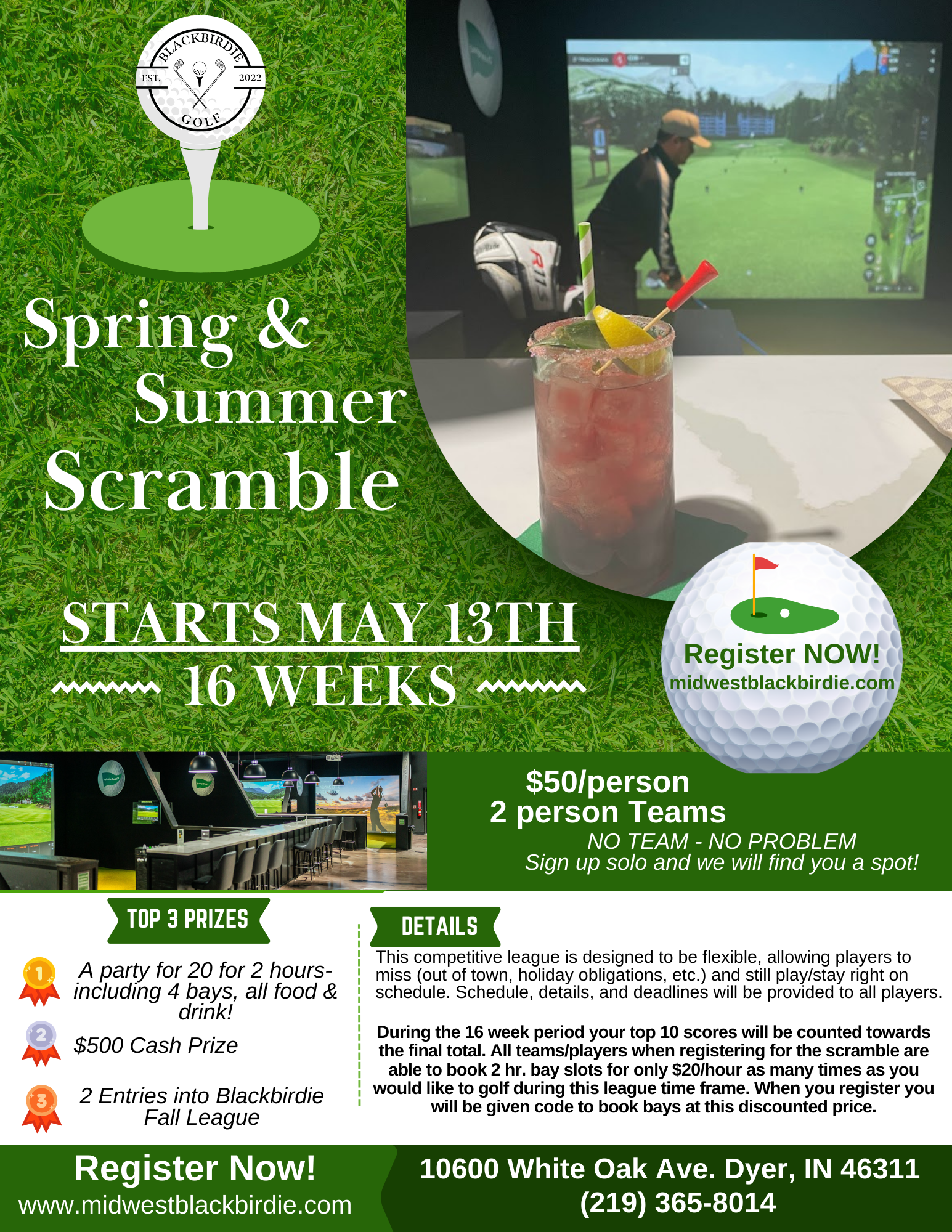 White & Green Modern Golf Tournament Flyer